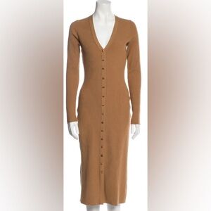 Veronica beard brown rib knit long sleeve sweater dress